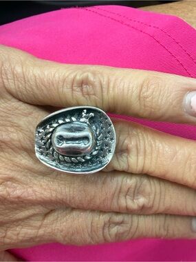 Dian Malouf Cowboy Hat Sterling Silver Ring Size 7